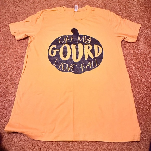Bella + Canvas Tops - Bella Canvas Oh My Gourd I Love Fall Pumpkin Graphic Tee Yellow Medium